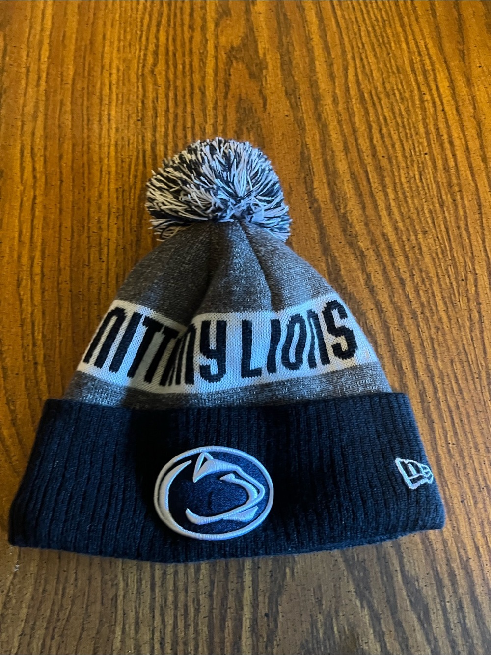 New Era Kids Knit Pom Beanie - Navy & Gray